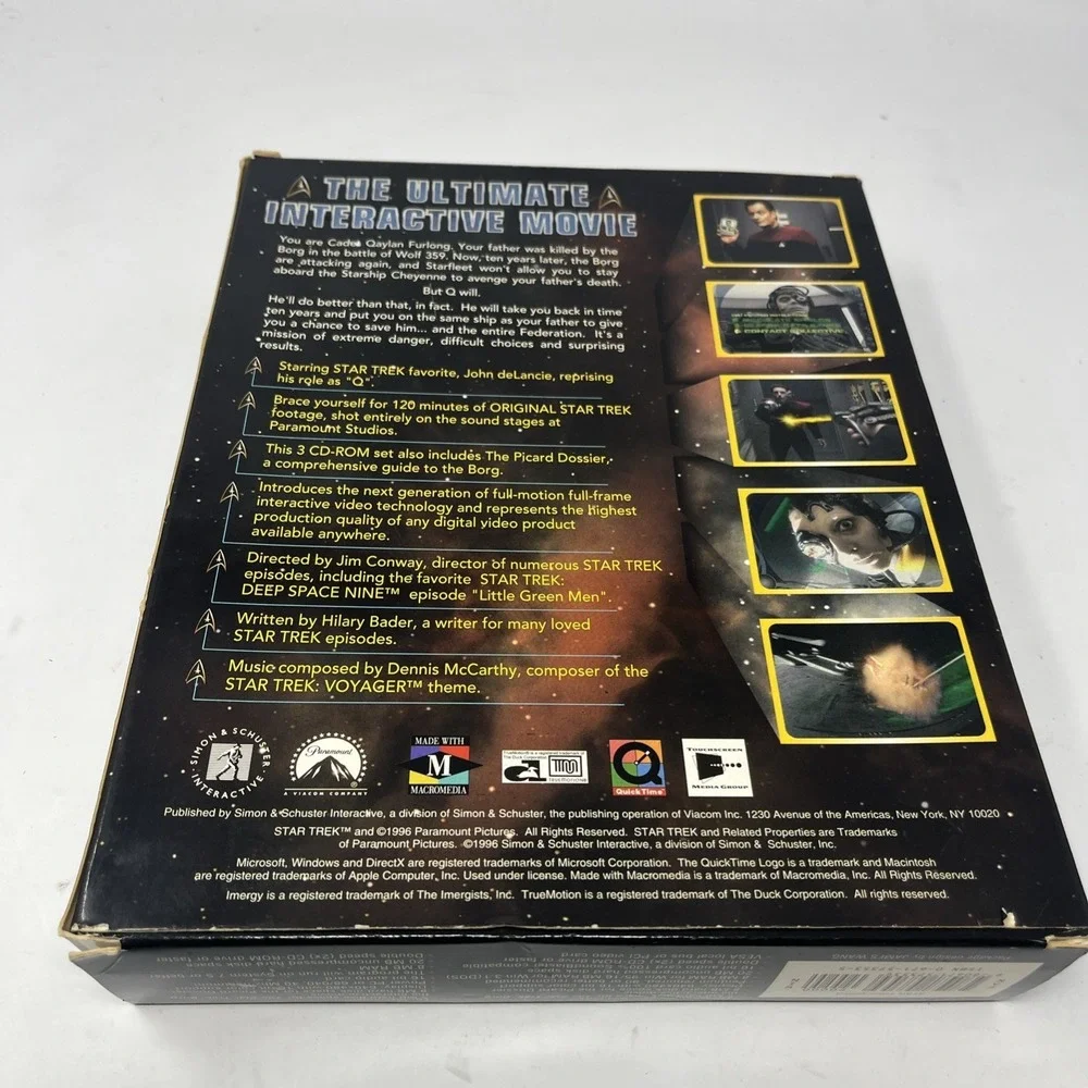 VINTAGE Star Trek Borg 1996 PC Game - Interactive Movie w/ Big Box 3-Disc Set